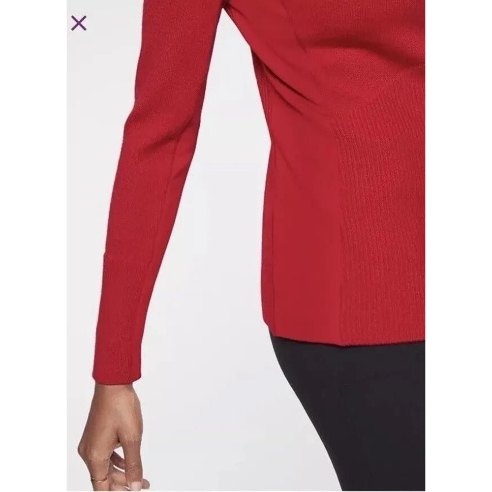 ✨2/$20 Athleta Mesa Sweater Wool Blend Radiant Red Small Raglan Ribbed Crew - Picture 4 of 11